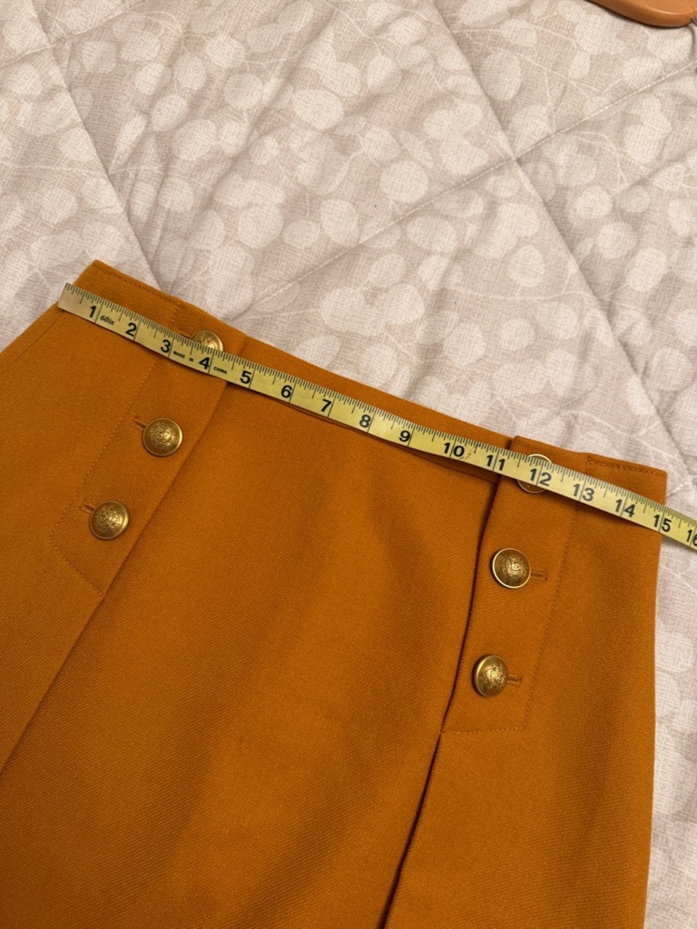 J. Crew A-Line Wool Skirt with Decorative Buttons - Mustard - Picture 8 of 9